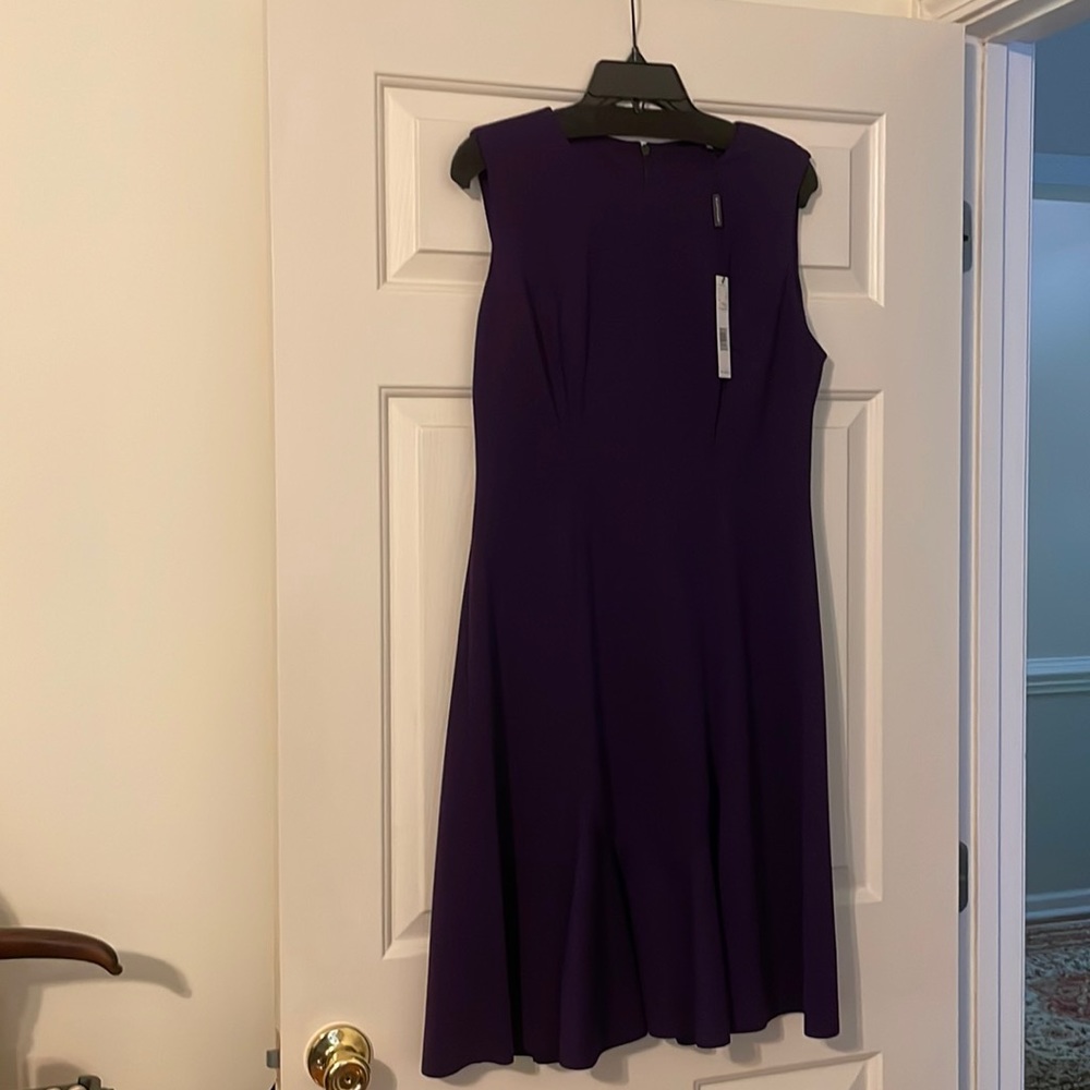 NWT Elie Tahari Lizzie Ponte Flutter Dress. Plum size 12
